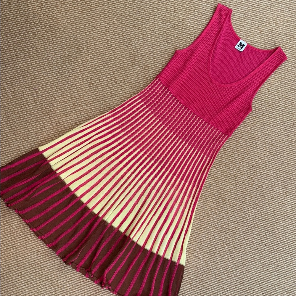 M by Missoni Pink, Yellow/Green & Brown Knit Sleeveless Dress